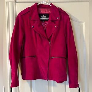 Custom fuschia suede moto jacket sz16 NWOT